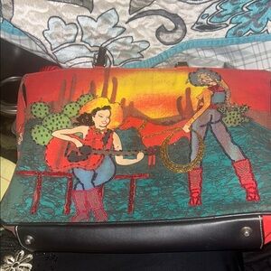 Western-Inspired Red and Black Shoulder Bag